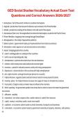 GED Social Studies Vocabulary Exam Test Questions and Correct Answers &vert; General Educational Development &lpar;GED&rpar; &vert; 2026&sol;2027 &vert; Social Studies Vocabulary Study Guide