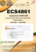 ECS4861 Assignment 2 &lpar;COMPLETE ANSWERS&rpar; 2026 - DUE 1 July 2026