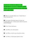 CLINICAL NURSING SKILLS AND&NewLine;TECHNIQUES ACTUAL CERTIFICATION&NewLine;PAPER 2026 QUESTIONS WITH ANSWERS&NewLine;FULL SOLUTION&period;