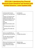 CPCU 540&colon; 2 Identifying Key Financial&NewLine;Measures Exam Questions and Answers with&NewLine;Verified Solutions &vert; Latest Updated 2026