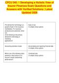 CPCU 540&colon; 1 Developing a Holistic View of&NewLine;Insurer Finances Exam Questions and&NewLine;Answers with Verified Solutions &vert; Latest&NewLine;Updated 2026