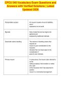 CPCU 540 Vocabulary Exam Questions and&NewLine;Answers with Verified Solutions &vert; Latest&NewLine;Updated 2026