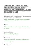 CLINICAL SCIENCE & PRACTICE EXAM 2&NewLine;PRACTICE SOLUTION 2026 TESTED&NewLine;QUESTIONS AND EXPERT VERIFIED ANSWERS&NewLine;GUARANTEED TO PASS