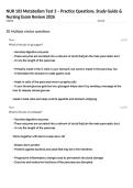 NUR 103 Metabolism Test 3 &ndash; Practice Questions&comma; Study Guide & Nursing Exam Review 2026