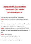 Tennessee Life Insurance Exam &lpar;Latest 2026&sol;2027 Update&rpar; Complete Questions and Guide Answers&comma; 100&percnt; Verified Graded A&plus;