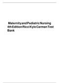 Updated&sol;Latest Maternity and Pediatric Nursing 4th Edition Ricci Kyle Carman Test Bank Comprehensive Maternal Newborn Pediatric Nursing Questions Answers NCLEX Review Study Guide 2025&ndash;2026&period;