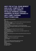 ANCC FNP ACTUAL EXAM NEWEST &NewLine;2026 & 2027 COMPLETE 350 &NewLine;QUESTIONS AND CORRECT &NewLine;DETAILED ANSWERS &lpar;VERIFIED &NewLine;ANSWERS&rpar; &vert;ALREADY GRADED A&plus; &NewLine;ANCC FAMILY NURSING &NewLine;PRACTITIONER 2026