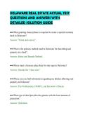 DELAWARE REAL ESTATE ACTUAL TEST&NewLine;QUESTIONS AND ANSWERS WITH&NewLine;DETAILED SOLUTION GUIDE