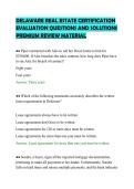 DELAWARE REAL ESTATE CERTIFICATION&NewLine;EVALUATION QUESTIONS AND SOLUTIONS&NewLine;PREMIUM REVIEW MATERIAL