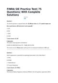 FINRA SIE Practice Test&vert; 75 Questions&vert; With Complete Solutions