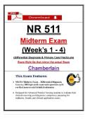 NR 511 Midterm Exam Weeks 1&ndash;4 &ndash; Differential Diagnosis & Primary Care &ndash; &NewLine;&lpar;2026&rpar; Actual Questions & Answers &lpar;Chamberlain&rpar; 100&percnt; Guarantee Pass 