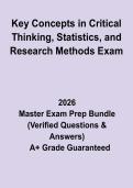 Key Concepts in Critical Thinking&comma; Statistics&comma; and Research Methods Exam&colon; Complete Study Guide&comma; Review Notes & Practice Questions PDF