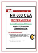 NR 603 CEA Midterm Exam &ndash; Adv Clinical Diagnosis &ndash; &lpar;2026&rpar; Actual Questions & &NewLine;Answers &lpar;Chamberlain&rpar; 100&percnt; Guarantee Pass 