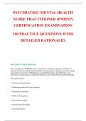 PSYCHIATRIC-MENTAL HEALTH &NewLine;NURSE PRACTITIONER &lpar;PMHNP&rpar; &NewLine;CERTIFICATION EXAMINATION&NewLine;100 PRACTICE QUESTIONS WITH &NewLine;DETAILED RATIONALES
