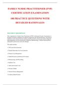 FAMILY NURSE PRACTITIONER &lpar;FNP&rpar; &NewLine;CERTIFICATION EXAMINATION&NewLine;100 PRACTICE QUESTIONS WITH &NewLine;DETAILED RATIONALES
