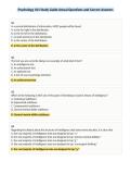 Psychology 101 Study Guide Actual Questions and Correct Answers