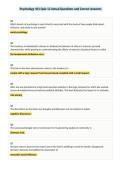 Psychology 101 Quiz 12 Actual Questions and Correct Answers