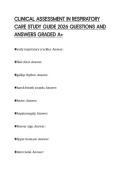 CLINICAL ASSESSMENT IN RESPIRATORY&NewLine;CARE STUDY GUIDE 2026 QUESTIONS AND&NewLine;ANSWERS GRADED A&plus;