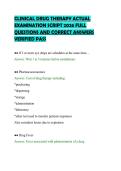 CLINICAL DRUG THERAPY ACTUAL&NewLine;EXAMINATION SCRIPT 2026 FULL&NewLine;QUESTIONS AND CORRECT ANSWERS&NewLine;VERIFIED PASS