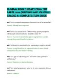CLINICAL DRUG THERAPY FINAL TEST&NewLine;PAPER 2026 QUESTIONS AND SOLUTIONS&NewLine;GRADED A&plus; COMPLETE STUDY GUIDE