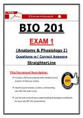 BIO 201 Exam 1 &lpar;PDF&rpar; &vert; &lpar;2026&rpar; Anatomy Exam Questions &vert; Physiology Study Guide