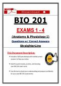 BIO 201 Exams 1-4 &lpar;PDF&rpar; &vert; &lpar;2026&rpar; Anatomy Exam Questions &vert; Physiology Review