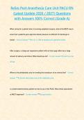 Relias Post Anesthesia Care Unit PACU RN &lpar;Latest Update 2026 &sol; 2027&rpar; Questions with Answers 100&percnt; Correct &lbrace;Grade A&rcub;