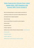 Relias Hypertension Ultimate Exam &lpar;Latest Update 2026 &sol; 2027&rpar; Questions with Answers 100&percnt; Correct &lbrace;Grade A&rcub;&NewLine;&NewLine;