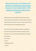 Relias&colon; Nursing Care of the Patient with Obstetric and Postpartum Hemorrhage Assessment &lpar;Latest Update 2026 &sol; 2027&rpar; Questions with Answers 100&percnt; Correct &lbrace;Grade A&rcub;&NewLine;&NewLine;