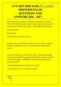 AVN 2035 MED SURG 3 &NewLine;MIDTERM EXAM &NewLine;QUESTIONS AND &NewLine;ANSWERS 2026 - 2027