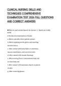 CLINICAL NURSING SKILLS AND&NewLine;TECHNIQUES COMPREHENSIVE&NewLine;EXAMINATION TEST 2026 FULL QUESTIONS&NewLine;AND CORRECT ANSWERS