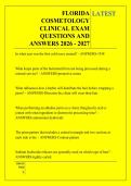 FLORIDA &NewLine;COSMETOLOGY &NewLine;CLINICAL EXAM &NewLine;QUESTIONS AND &NewLine;ANSWERS 2026 - 2027
