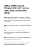 CLINICAL NURSING SKILLS AND&NewLine;TECHNIQUES STUDY SHEET 2026 EXAM&NewLine;QUESTIONS AND ANSWERS EXPERT&NewLine;VERIFIED
