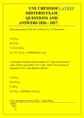 UNE CHEM1010 &NewLine;MIDTERM EXAM &NewLine;QUESTIONS AND &NewLine;ANSWERS 2026 - 2027 