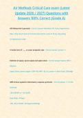 Air Methods Critical Care exam &lpar;Latest Update 2026 &sol; 2027&rpar; Questions with Answers 100&percnt; Correct &lbrace;Grade A&rcub; 