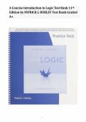 Test Bank for A Concise Introduction to Logic 14th Edition by Patrick J&period; Hurley &ndash; Complete Chapters Updated 2027&sol;2028 &vert; Comprehensive Logic and Critical Thinking Exam Resource