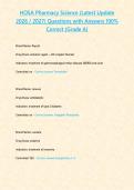 HOSA Pharmacy Science &lpar;Latest Update 2026 2027&rpar; Questions with Answers 100- Correct -Grade A