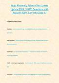 Hosa Pharmacy Science Test &lpar;Latest Update 2026 2027&rpar; Questions with Answers 100- Correct -Grade A-