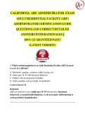 CALIFORNIA ARF ADMINISTRATOR EXAM  ADULT RESIDENTIAL FACILITY &lpar;ARF&rpar;  ADMINISTRATOR CERTIFICATION GUIDE  QUESTIONS AND CORRECT DETAILED  ANSWERS WITH RATIONALES &vert;&vert;  100&percnt; GUARANTEED PASS&excl;&excl;  <LATEST VERSION>