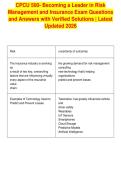 CPCU 500- Becoming a Leader in Risk&NewLine;Management and Insurance Exam Questions&NewLine;and Answers with Verified Solutions &vert; Latest&NewLine;Updated 2026