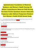 Updated&sol;Latest Foundations of Maternal&comma;&NewLine;Newborn&comma; and Women&rsquo;s Health Nursing 7th&NewLine;Edition Comprehensive Maternal Child Nursing&NewLine;Test Bank Practice Questions Answers Rationales&NewLine;Pregnancy Labor Delivery Postpartum Newborn&NewLine;Care Women&rsquo;s Health NCLEX Review 