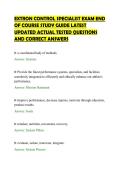 EXTRON CONTROL SPECIALIST EXAM END&NewLine;OF COURSE STUDY GUIDE LATEST&NewLine;UPDATED ACTUAL TESTED QUESTIONS&NewLine;AND CORRECT ANSWERS