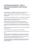 Life Span Development - Exam 1 Study Guide Questions with Correct Answers