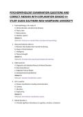 PSYCHOPATHOLOGY EXAMINATION QUESTIONS AND &NewLine;CORRECT ANSWER WITH EXPLANATION GRADED A&plus; &NewLine;STUDY GUIDE