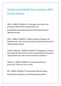 Florida Core Pesticide Exam Questions With Correct Answers&period;