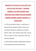 ABNORMAL PSYCHOLOGY EXAM LATEST 2026 ACTUAL EXAM TEST BANK&NewLine;