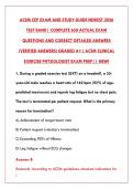ACSM CEP EXAM STUDY GUIDE 2026 - LATEST TEST BANK WITH 200&plus; QUESTIONS & RATIONALES&NewLine;