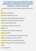 ACLS HEARTCODE EXAM &lpar;UPDATED 2025&rpar; &NewLine;QUESTIONS & ANSWERS LATEST ALREADY &NewLine;GRADED A&plus; UPDATE 2025&sol;2026