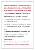 CSLB CONTRACTOR EXAM 2026 - COMPLETE TEST BANK WITH 200 REAL EXAM QUESTIONS & VERIFIED ANSWERS&NewLine;
