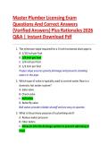 Master Plumber Licensing Exam Questions And Correct Answers &lpar;Verified Answers&rpar; Plus Rationales 2026 Q&A Instant Download Pdf&NewLine;